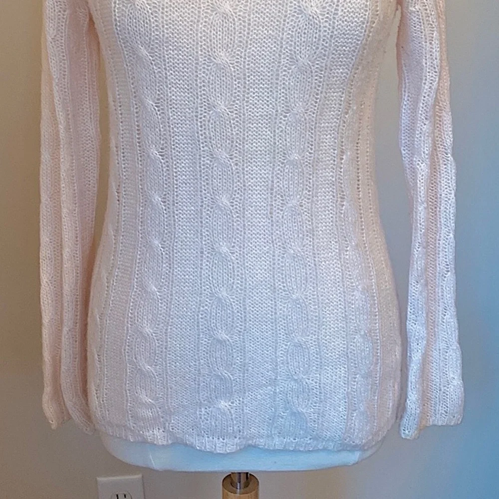 J. Crew Baby Pink SZ S Soft Girl Preppy Cottagecore Knit Mohair Wool Sweater